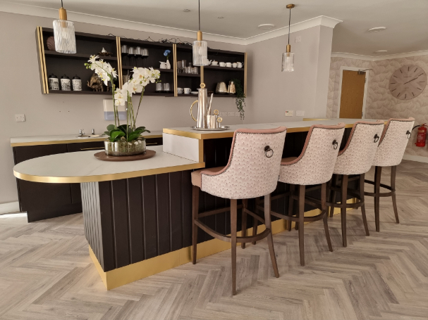 gold and black bar in a care home